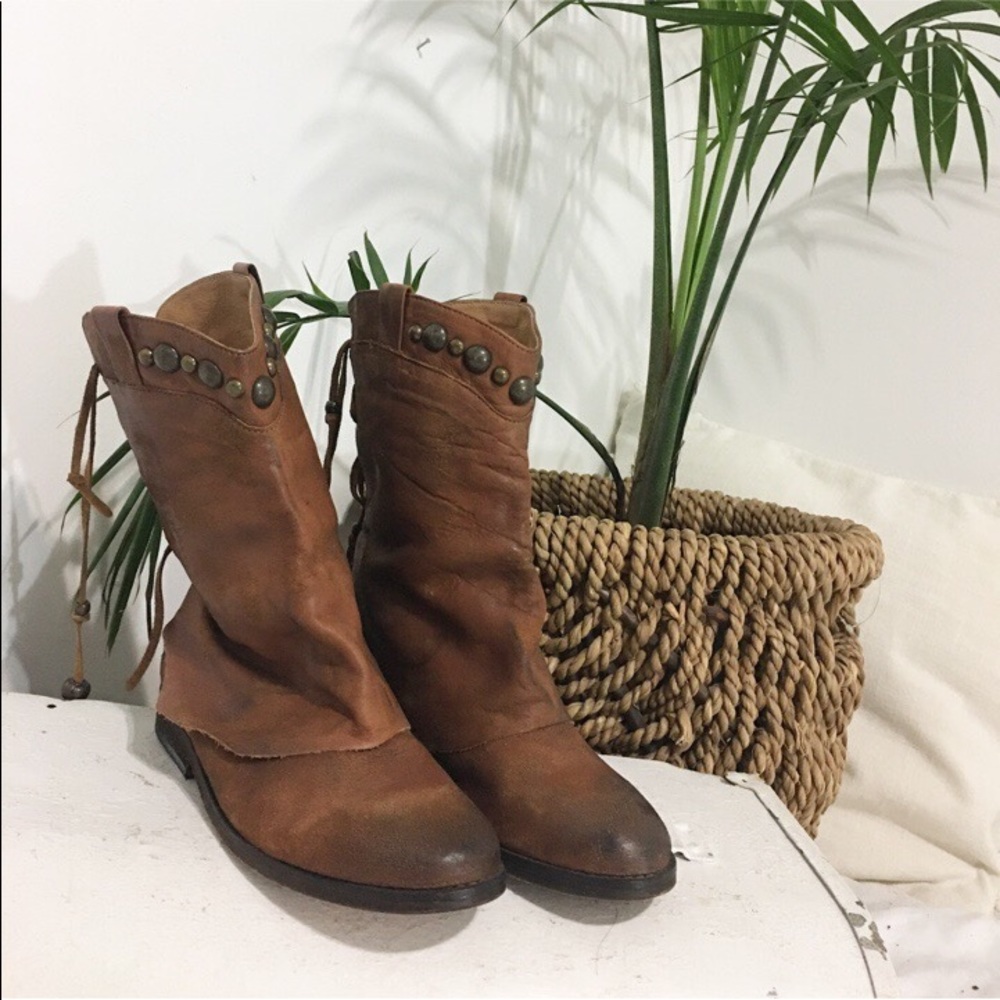 free people Mayland destroyed leather stud boots